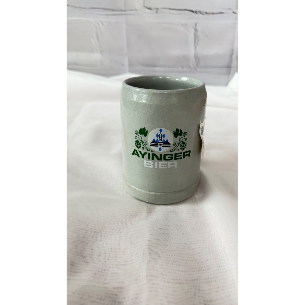 Ayinger Bier German Beer Stein Grey Stoneware Salt Glazed Mug 0.5L Brewery Logo